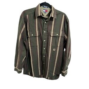 Tommy Hilfiger Button Down Shirt Size Medium Mens Long Sleeve Collared Pockets